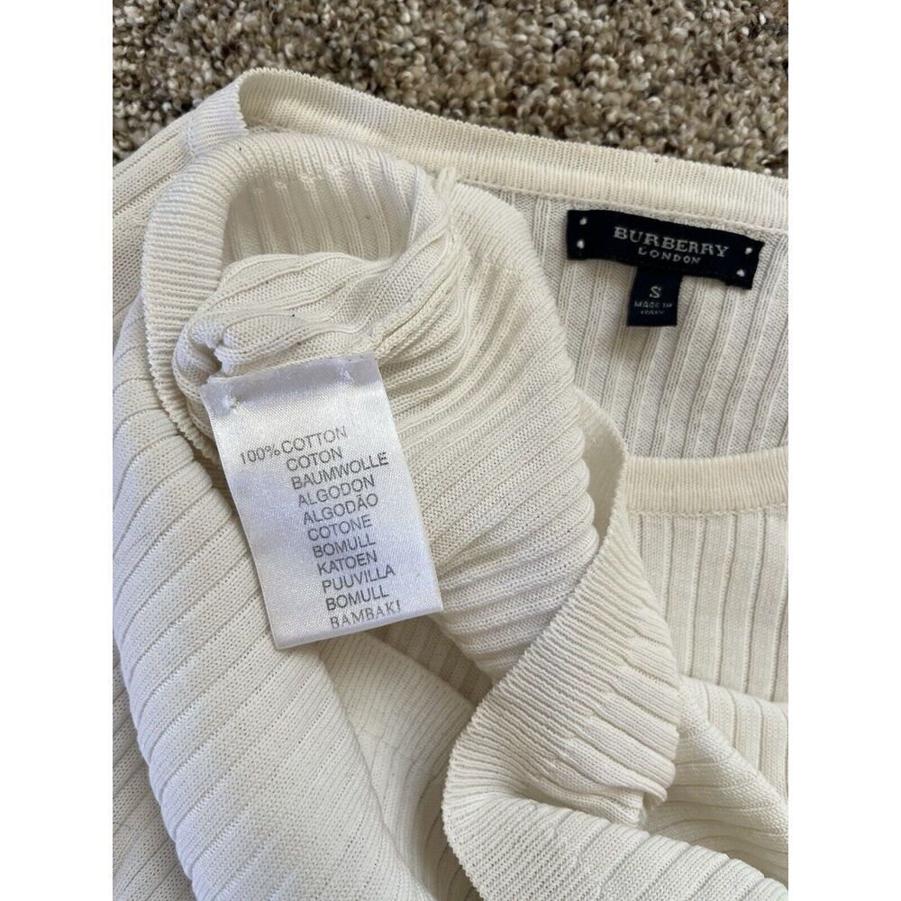 Burberry London Cotton White CREWNECK Long sleeve Sweater Button Details Size S - Picture 13 of 13